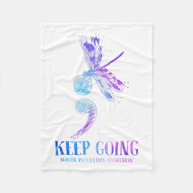 I Wear Teal &amp; Purple Suicide Prevention Awaren Fleece Blanket (Front)