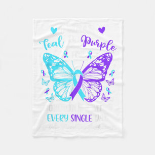 I Wear Teal & Purple Suicide Prevention Awaren Fleece Blanket
