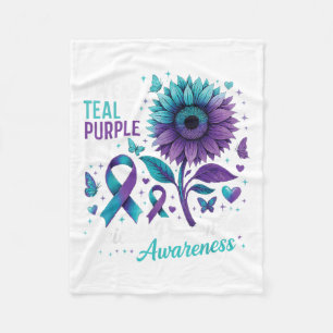 I Wear Teal & Purple Suicide Prevention Awaren Fleece Blanket