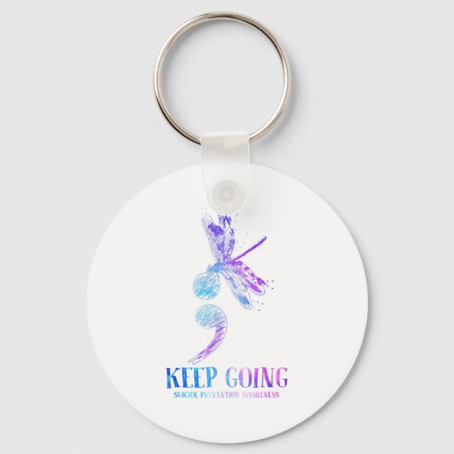I Wear Teal &amp; Purple Suicide Prevention Awaren Key Ring (Front)