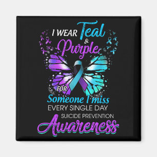 I Wear Teal & Purple Suicide Prevention Awaren Magnet