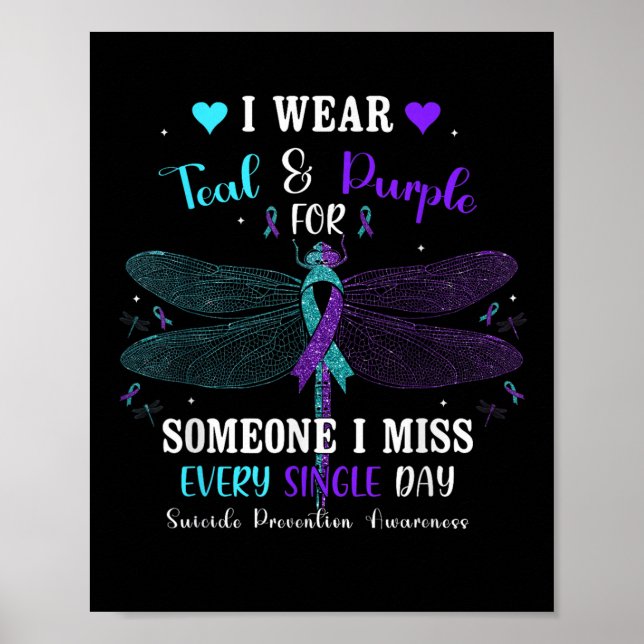 I Wear Teal &amp; Purple Suicide Prevention Awaren Poster (Front)