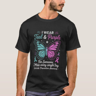 I Wear Teal &amp; Purple Suicide Prevention Awaren T-Shirt