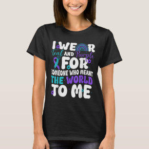 I Wear Teal &amp; Purple Suicide Prevention Awaren T-Shirt