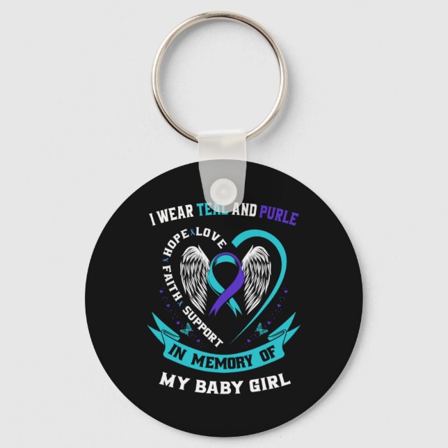 I Wear Teal And Purple Ba  Key Ring (Front)