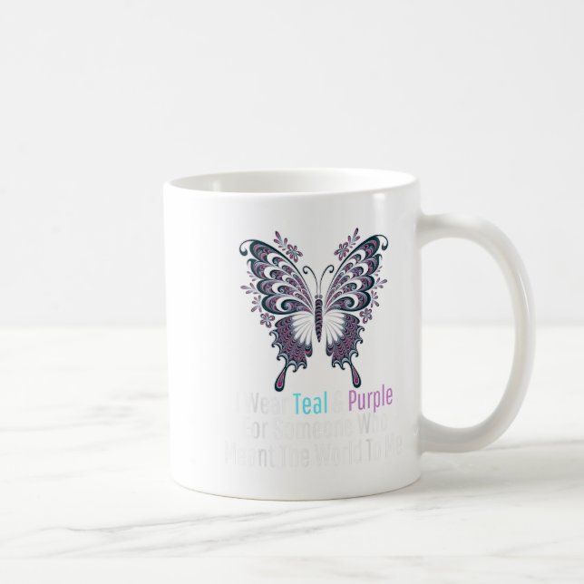 I Wear Teal And Purple Butterfly Suicide Preventio Coffee Mug (Right)