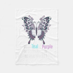 I Wear Teal And Purple Butterfly Suicide Preventio Fleece Blanket