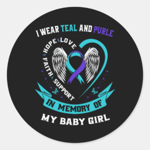 I Wear Teal And Purple By Suicide Awareness Ribbon Classic Round Sticker