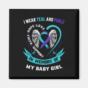 I Wear Teal And Purple By Suicide Awareness Ribbon Magnet