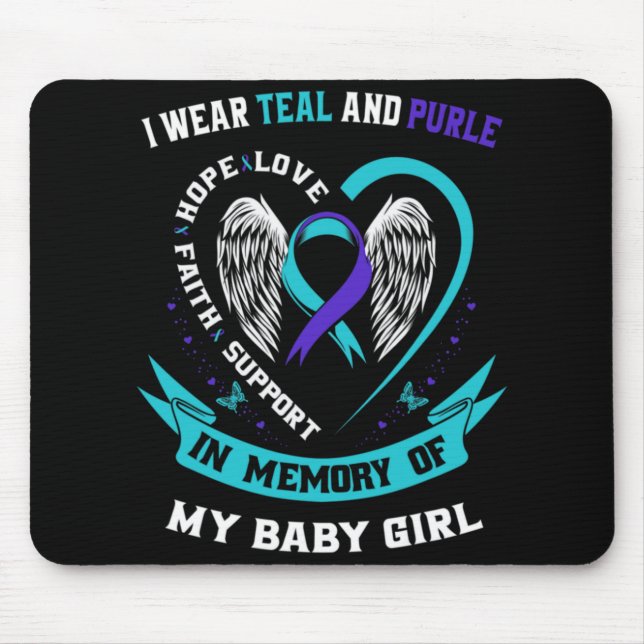 I Wear Teal And Purple By Suicide Awareness Ribbon Mouse Mat (Front)