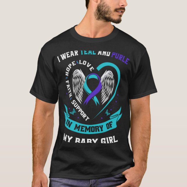 I Wear Teal And Purple By Suicide Awareness Ribbon T-Shirt (Front)