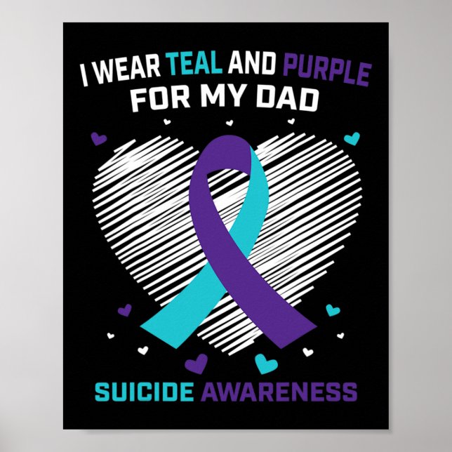 I Wear Teal And Purple For Dad Suicide Awareness P Poster (Front)