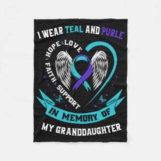 I Wear Teal And Purple For Granddaughter Suicide A Fleece Blanket