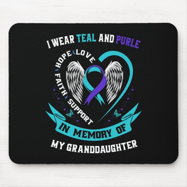 I Wear Teal and Purple For Granddaughter Suicide A Mouse Mat (Front)