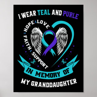 I Wear Teal And Purple For Granddaughter Suicide A Poster