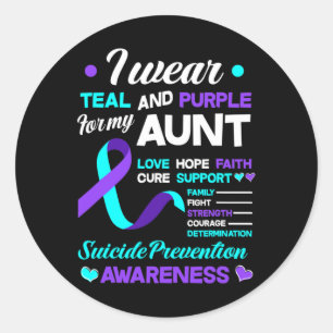 I Wear Teal and Purple For My Aunt Suicide Prevent Classic Round Sticker