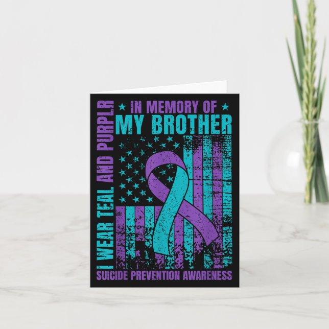 I Wear Teal And Purple For My Brother Suicide Prev Card (Front)
