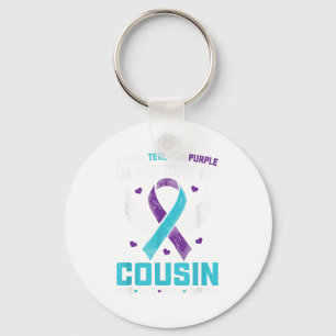 I Wear Teal And Purple For My Cousin Suicide Aware Key Ring