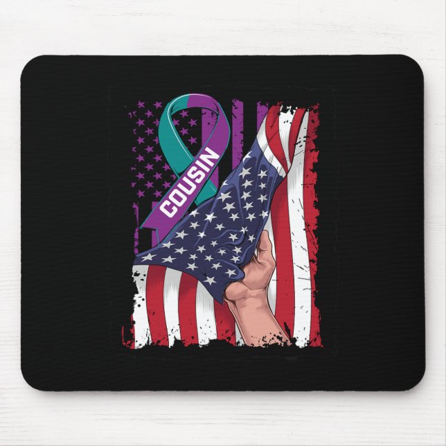 I Wear Teal and Purple For My Cousin Suicide Aware Mouse Mat (Front)