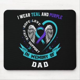I Wear Teal And Purple For My Dad Suicide Awarenes Mouse Mat