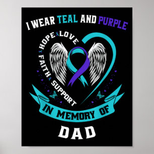 I Wear Teal And Purple For My Dad Suicide Awarenes Poster
