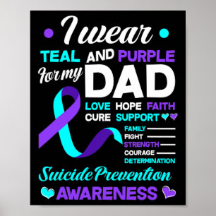 I Wear Teal and Purple For My Dad Suicide Preventi Poster