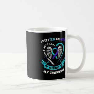 I Wear Teal and Purple For My Grandson Suicide Awa Coffee Mug