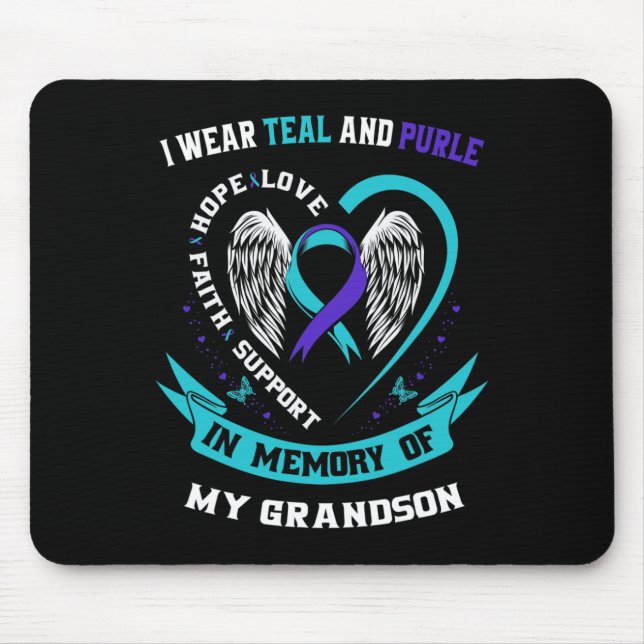 I Wear Teal and Purple For My Grandson Suicide Awa Mouse Mat (Front)