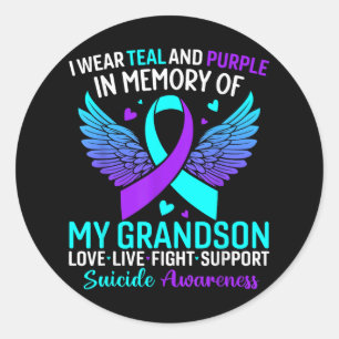 I Wear Teal And Purple For My Grandson Suicide Pre Classic Round Sticker