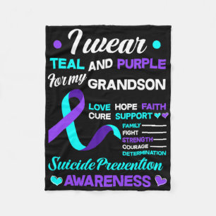 I Wear Teal And Purple For My Grandson Suicide Pre Fleece Blanket
