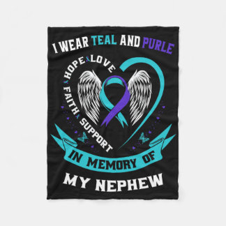 I Wear Teal And Purple For My Nephew Suicide Aware Fleece Blanket