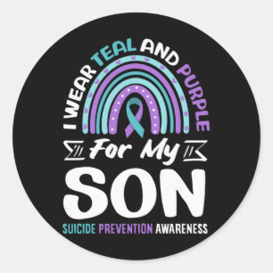 I Wear Teal And Purple For My Son Prevention Classic Round Sticker