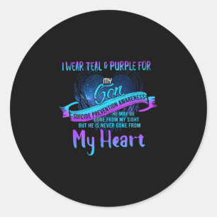 I wear teal and purple for my son prevention classic round sticker