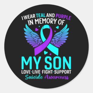 I Wear Teal And Purple For My Son Suicide Preventi Classic Round Sticker