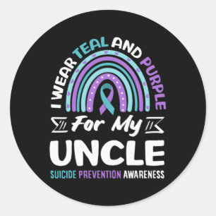 I Wear Teal And Purple For My Uncle Prevention Classic Round Sticker