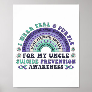 I Wear Teal And Purple For My Uncle Suicide Preven Poster