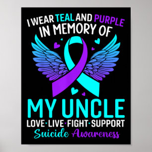 I Wear Teal And Purple For My Uncle Suicide Preven Poster