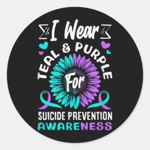 I Wear Teal And Purple For Prevention Awareness Classic Round Sticker
