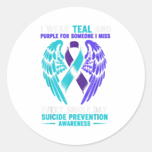 I Wear Teal And Purple For Someone I Miss Every Si Classic Round Sticker