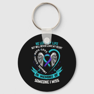 I Wear Teal And Purple For Someone I Miss Suicide Key Ring
