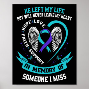 I Wear Teal and Purple For Someone I Miss Suicide Poster