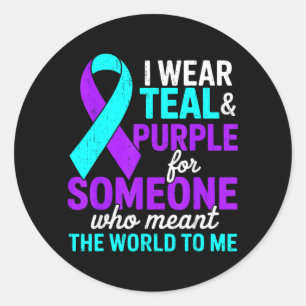I Wear Teal And Purple For Someone Prevention Classic Round Sticker