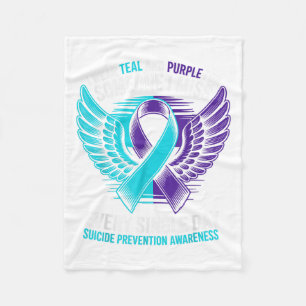 I Wear Teal And Purple For Someone Suicide Awarene Fleece Blanket
