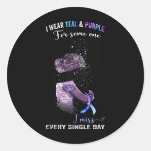 I Wear Teal And Purple For Suicide Prevention Awar Classic Round Sticker