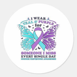 I Wear Teal And Purple For Suicide Prevention Awar Classic Round Sticker