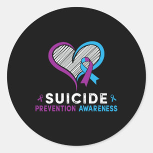 I Wear Teal And Purple For Suicide Prevention Awar Classic Round Sticker