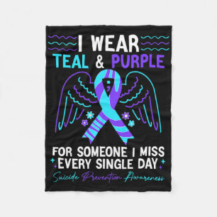 I Wear Teal And Purple For Suicide Prevention Awar Fleece Blanket