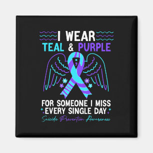 I Wear Teal And Purple For Suicide Prevention Awar Magnet