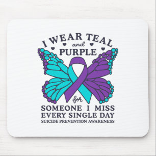 I Wear Teal And Purple For Suicide Prevention Awar Mouse Mat