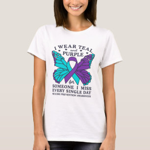I Wear Teal And Purple For Suicide Prevention Awar T-Shirt